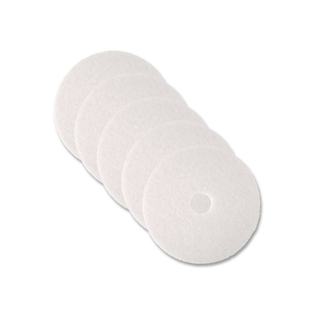 Low-Speed Super Polishing Floor Pads 4100, 13" Diameter, White, 5/Carton. Picture 1