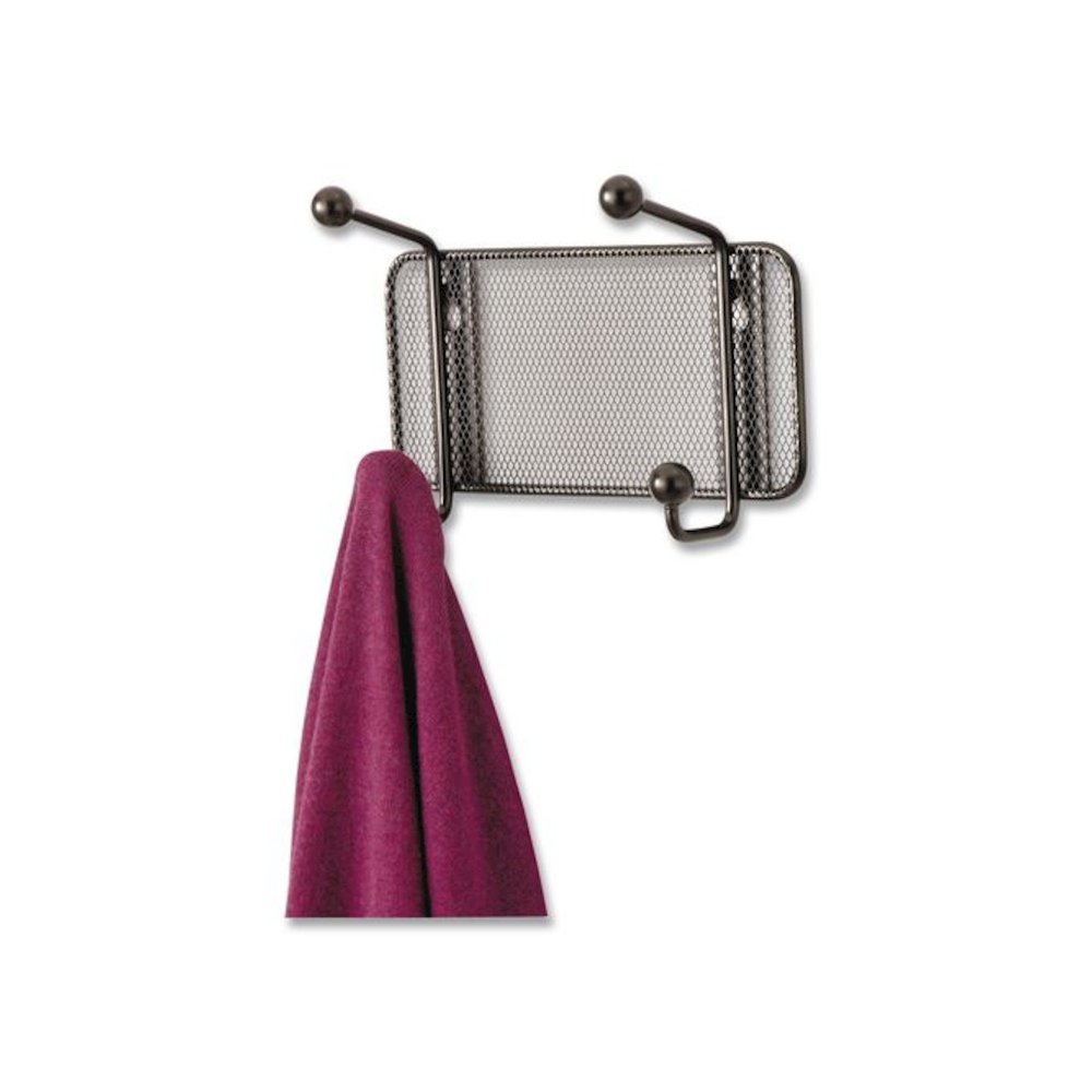 Onyx Mesh Wall Racks, 2-Hook, 8.5w x 3d x 5.5h, Black. Picture 3