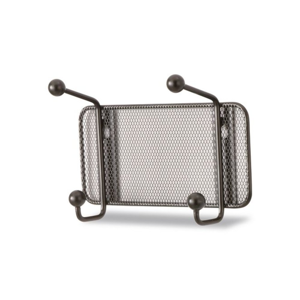 Onyx Mesh Wall Racks, 2-Hook, 8.5w x 3d x 5.5h, Black. Picture 4