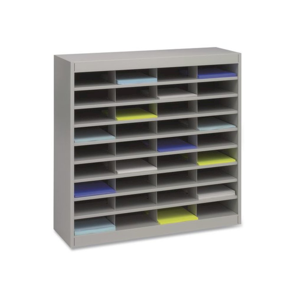 Steel/Fiberboard E-Z Stor Sorter, 36 Compartments, 37.5 x 12.75 x 36.5, Gray. Picture 4