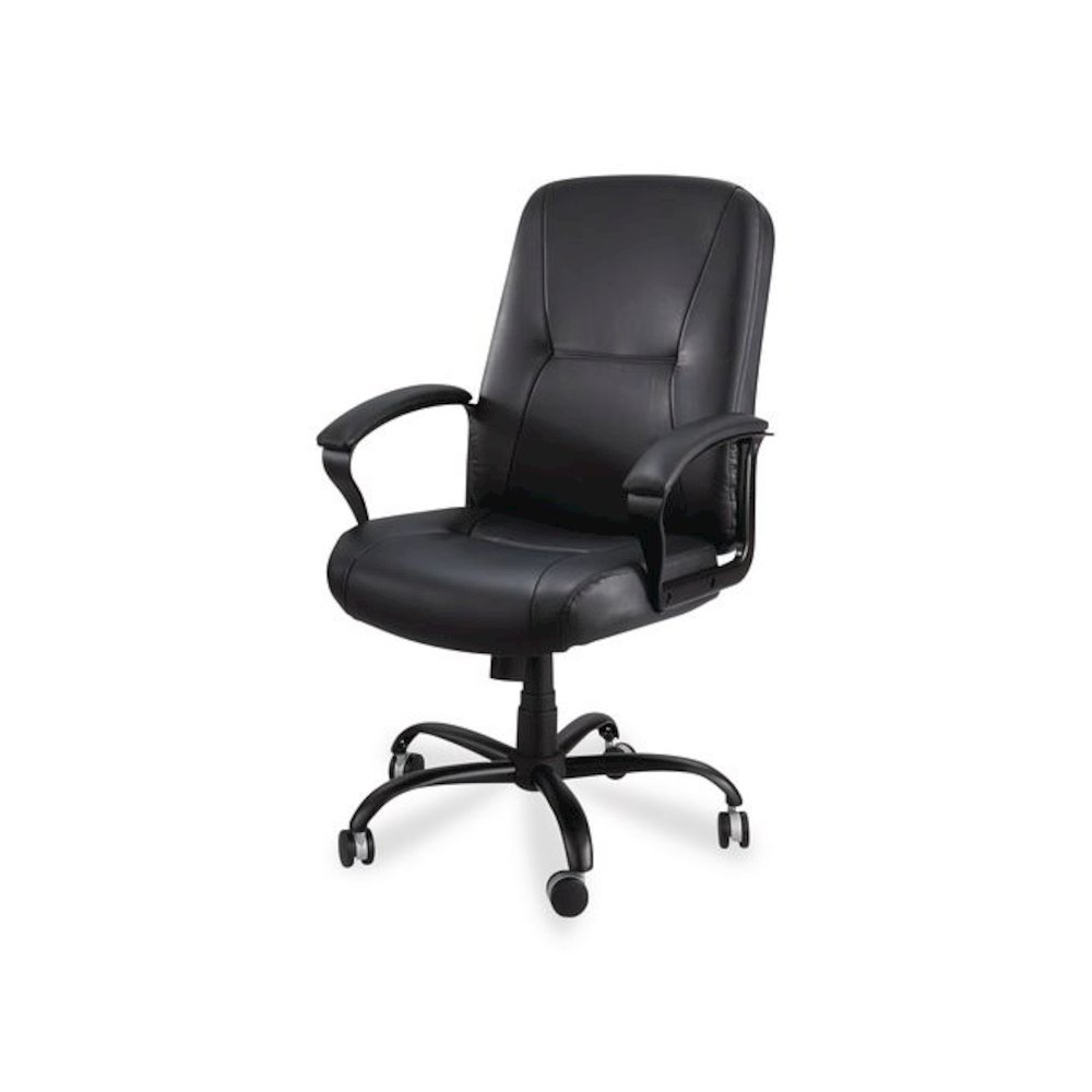 Serenity Big/Tall High Back Leather Chair, Supports Up to 500 lb, 19.5" to 22.5" Seat Height, Black. Picture 2