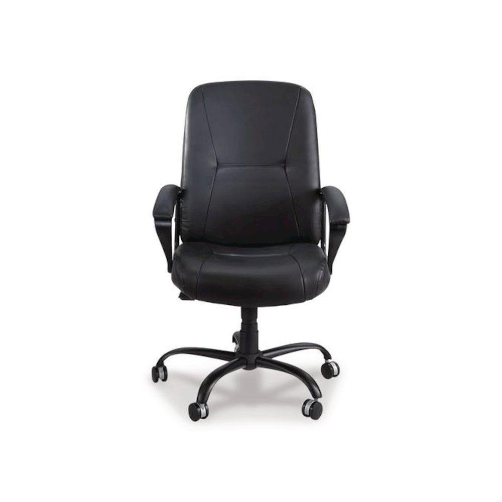 Serenity Big/Tall High Back Leather Chair, Supports Up to 500 lb, 19.5" to 22.5" Seat Height, Black. Picture 3