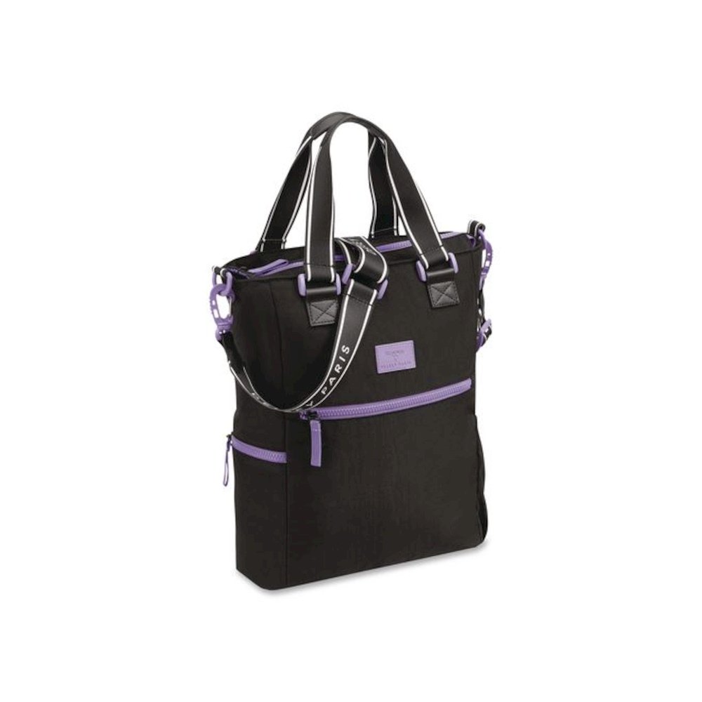 Florence by Mills Your Story Tote Bag, 15.6" Laptop Compartment, 12.5" x 4.75" x 14.25", Black/Purple. Picture 2