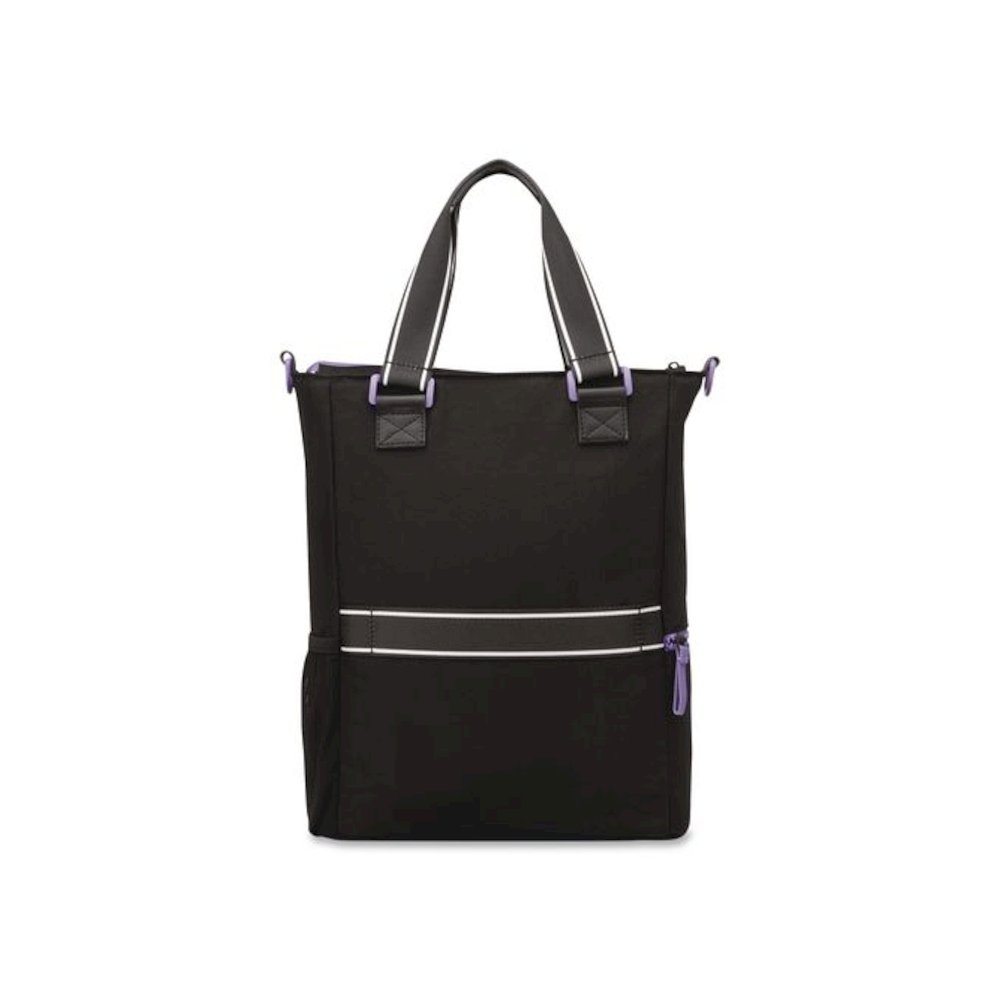 Florence by Mills Your Story Tote Bag, 15.6" Laptop Compartment, 12.5" x 4.75" x 14.25", Black/Purple. Picture 5
