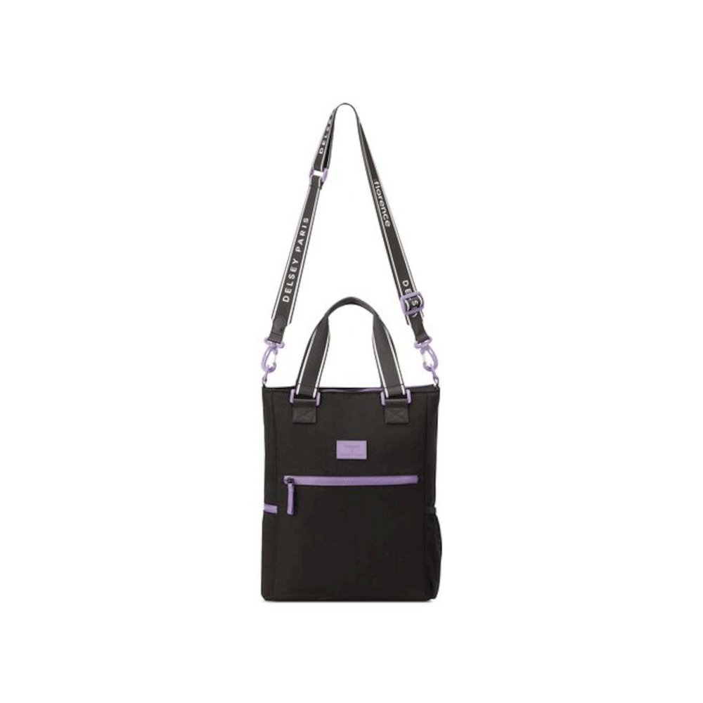 Florence by Mills Your Story Tote Bag, 15.6" Laptop Compartment, 12.5" x 4.75" x 14.25", Black/Purple. Picture 7