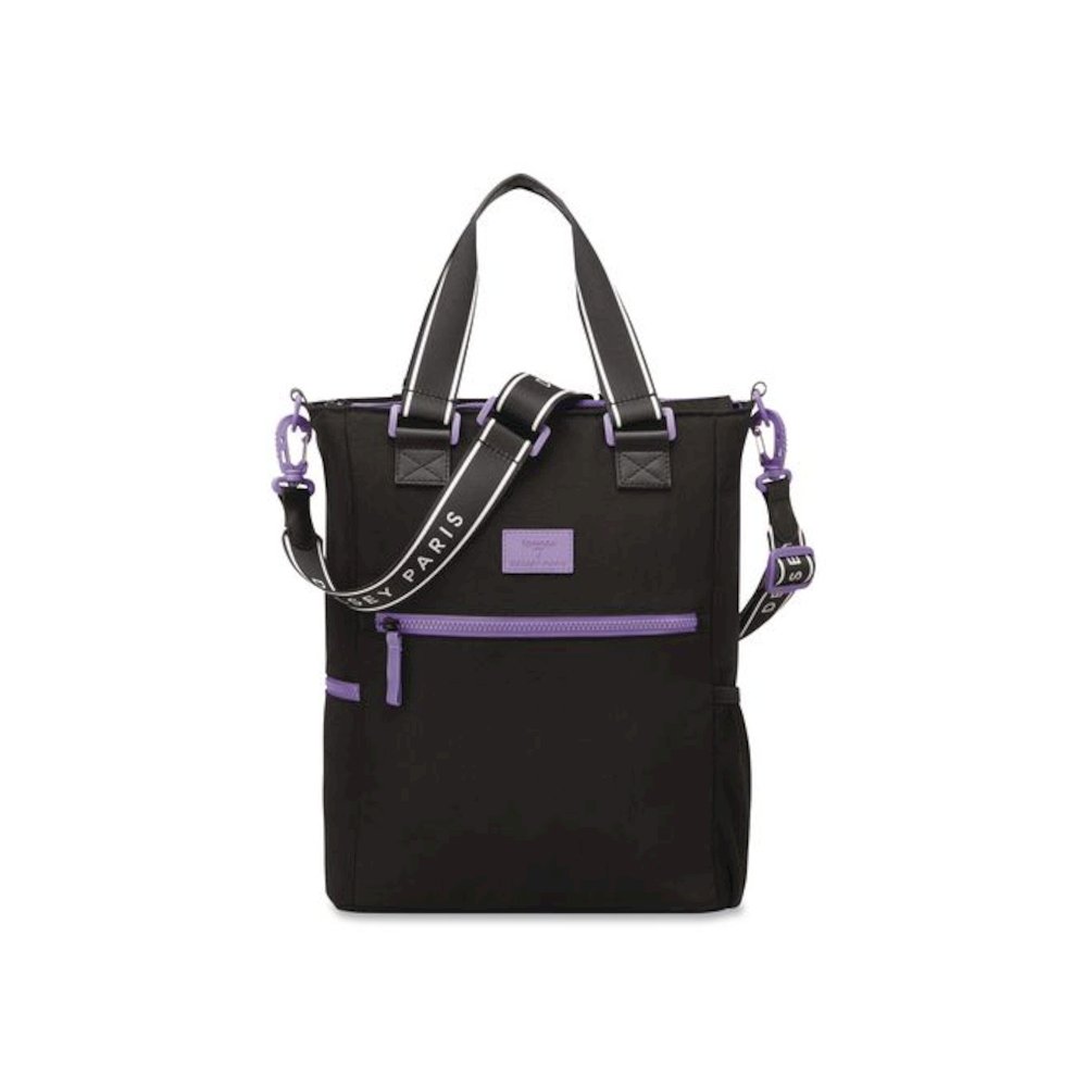 Florence by Mills Your Story Tote Bag, 15.6" Laptop Compartment, 12.5" x 4.75" x 14.25", Black/Purple. Picture 1