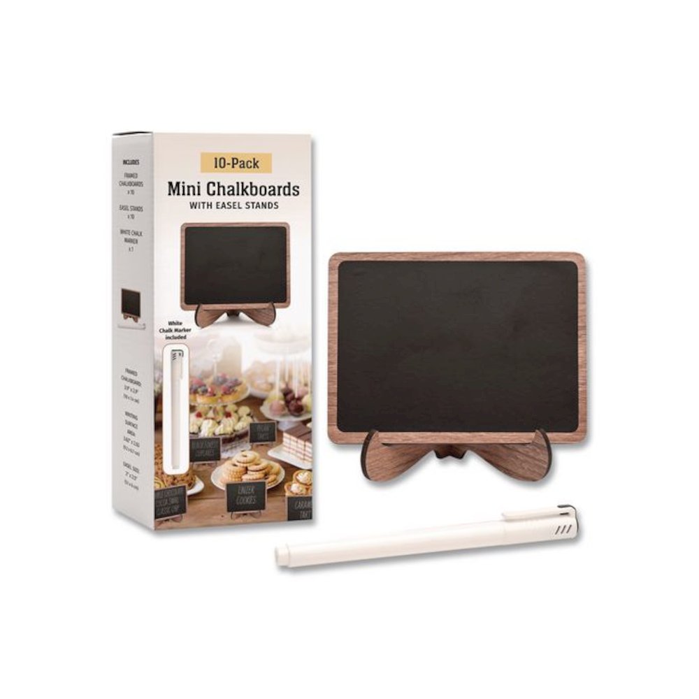 Mini Chalkboards, Black Surface, Brown Frame, 2.9 x 3.9, 10/Pack. Picture 1