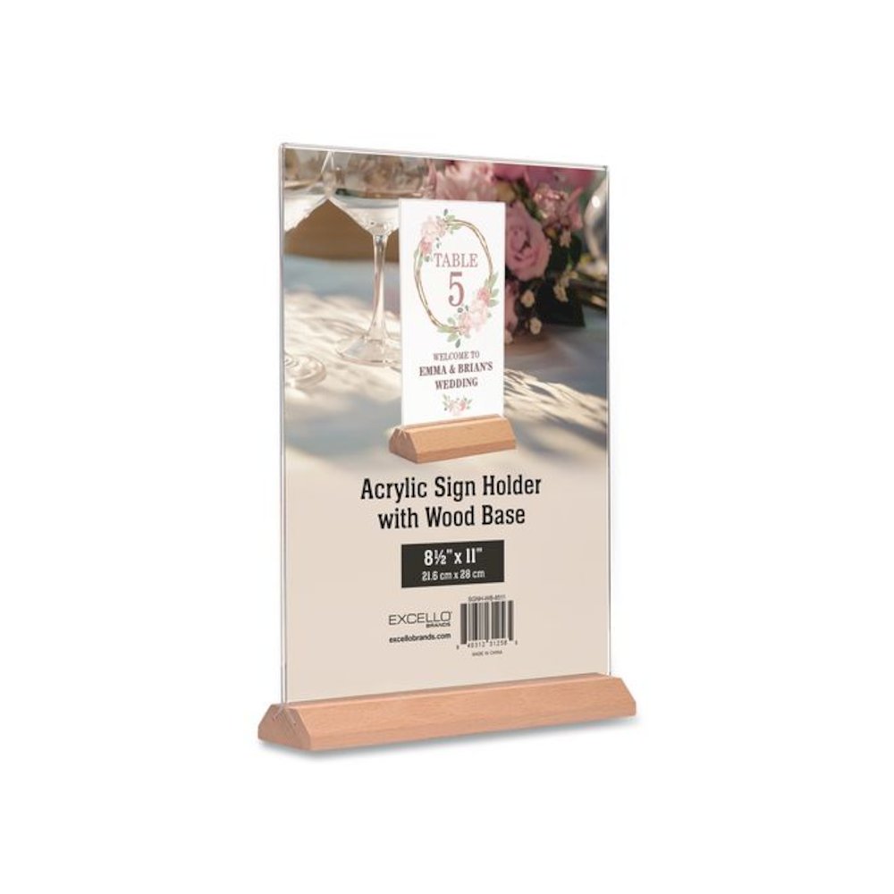 Acrylic Sign Holder with Wood Base, 8.5 x 11 Insert. Picture 1