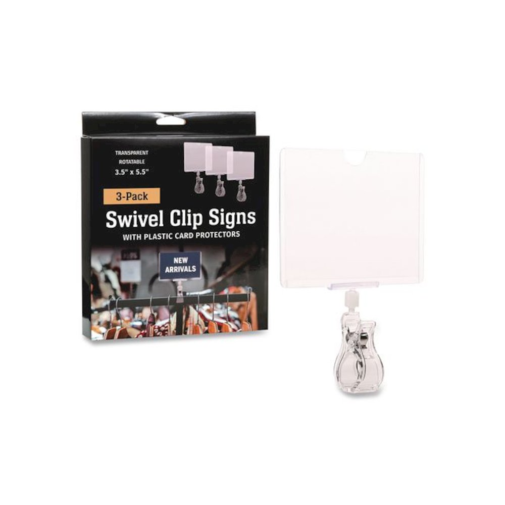 Swivel Clip Signs, Clear, 3/Pack. Picture 1