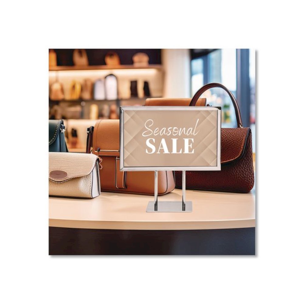 Metal Countertop Sign Holder, 7 x 11 Insert, Silver. Picture 2