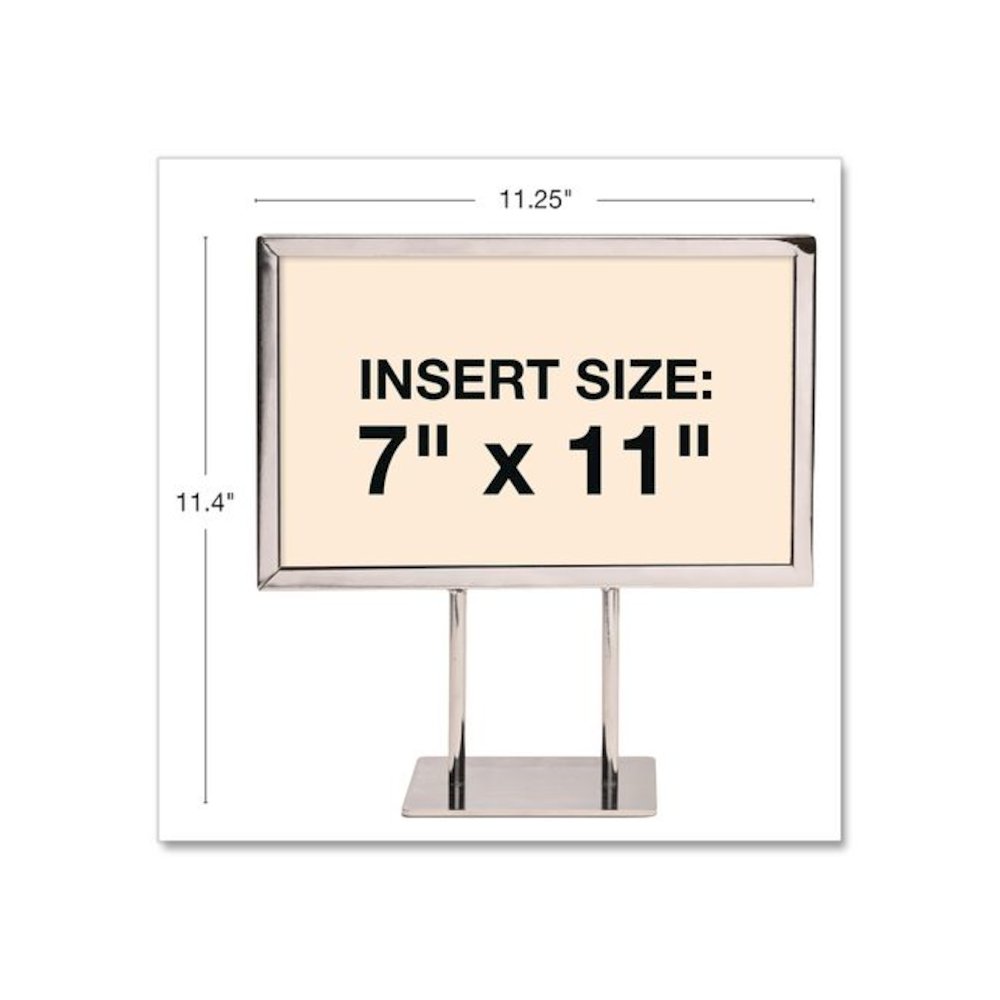 Metal Countertop Sign Holder, 7 x 11 Insert, Silver. Picture 3