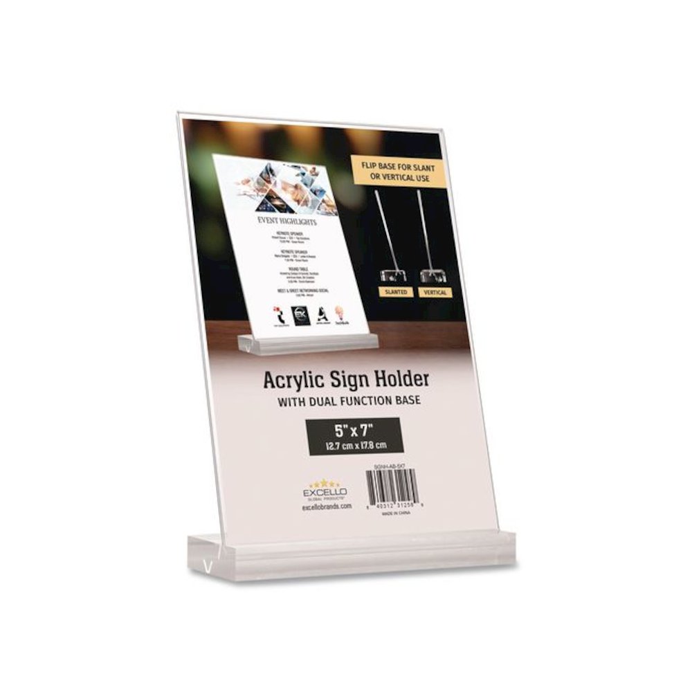 Acrylic Sign Holder with Dual Function Base, 5 x 7 Insert. Picture 7