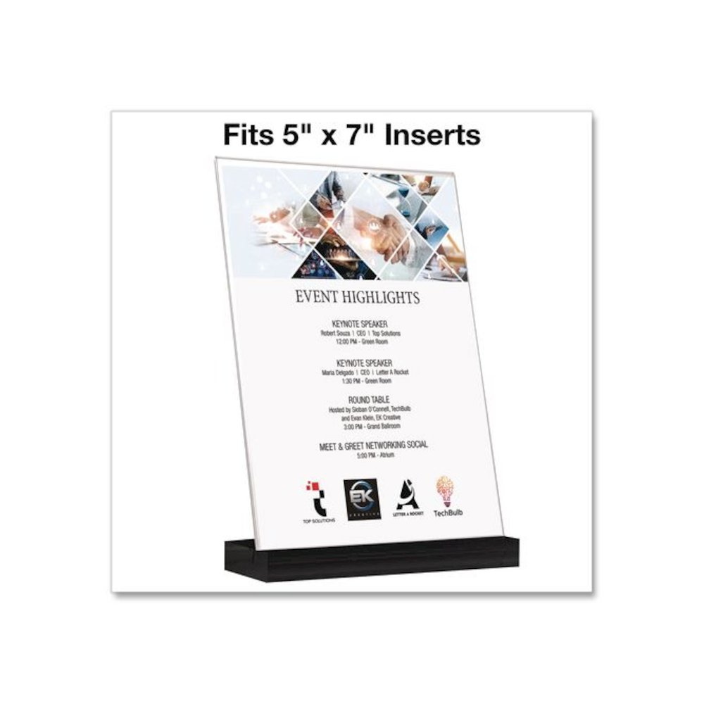 Acrylic Sign Holder with Black Angled Base, 5 x 7 Insert. Picture 2