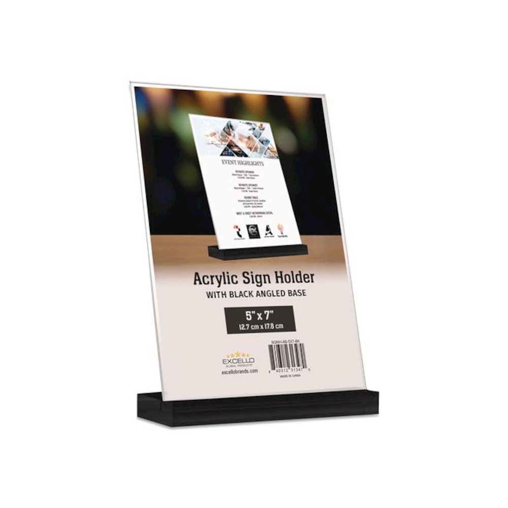 Acrylic Sign Holder with Black Angled Base, 5 x 7 Insert. Picture 4
