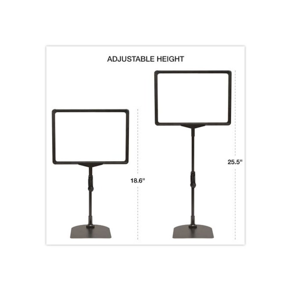 Adjustable Tabletop Pedestal Sign, 8.5 x 11 Insert, Black. Picture 2