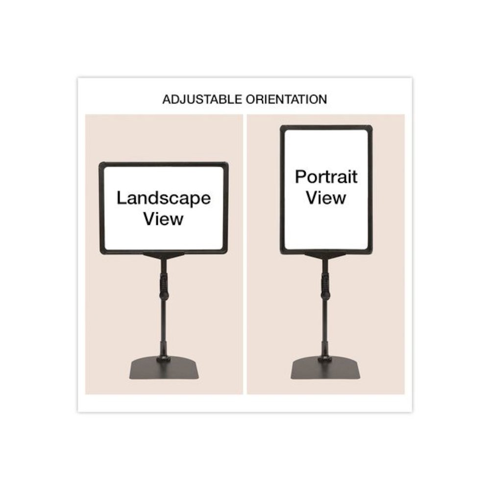 Adjustable Tabletop Pedestal Sign, 8.5 x 11 Insert, Black. Picture 3