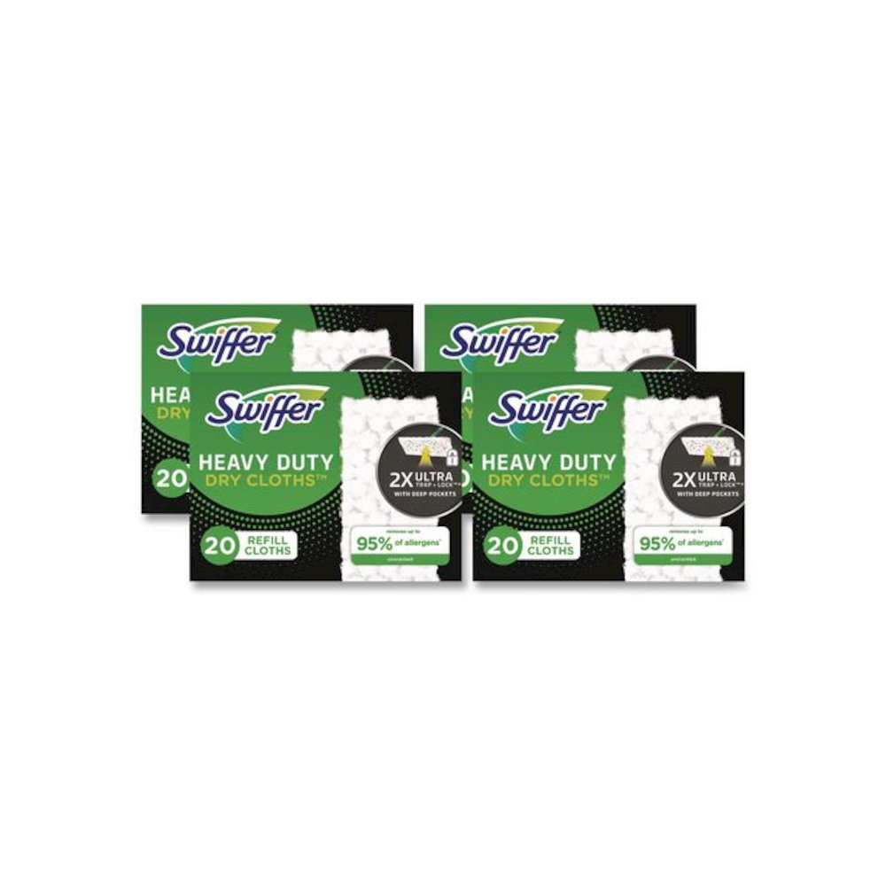 Heavy-Duty Dry Refill Cloths, 10.3 x 7.8, White, 20/Pack, 4 Packs/Carton. Picture 1