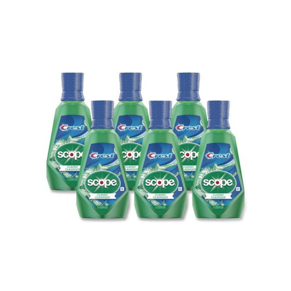 Plus Scope Mouth Rinse, Classic Mint Flavor, 1 L Bottle, 6/Carton. Picture 1