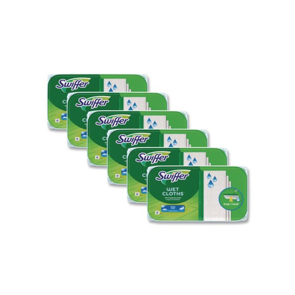 Wet Refill Cloths, 8 x 10, Fresh Scent, White, 12/Box, 6 Boxes/Carton. Picture 1
