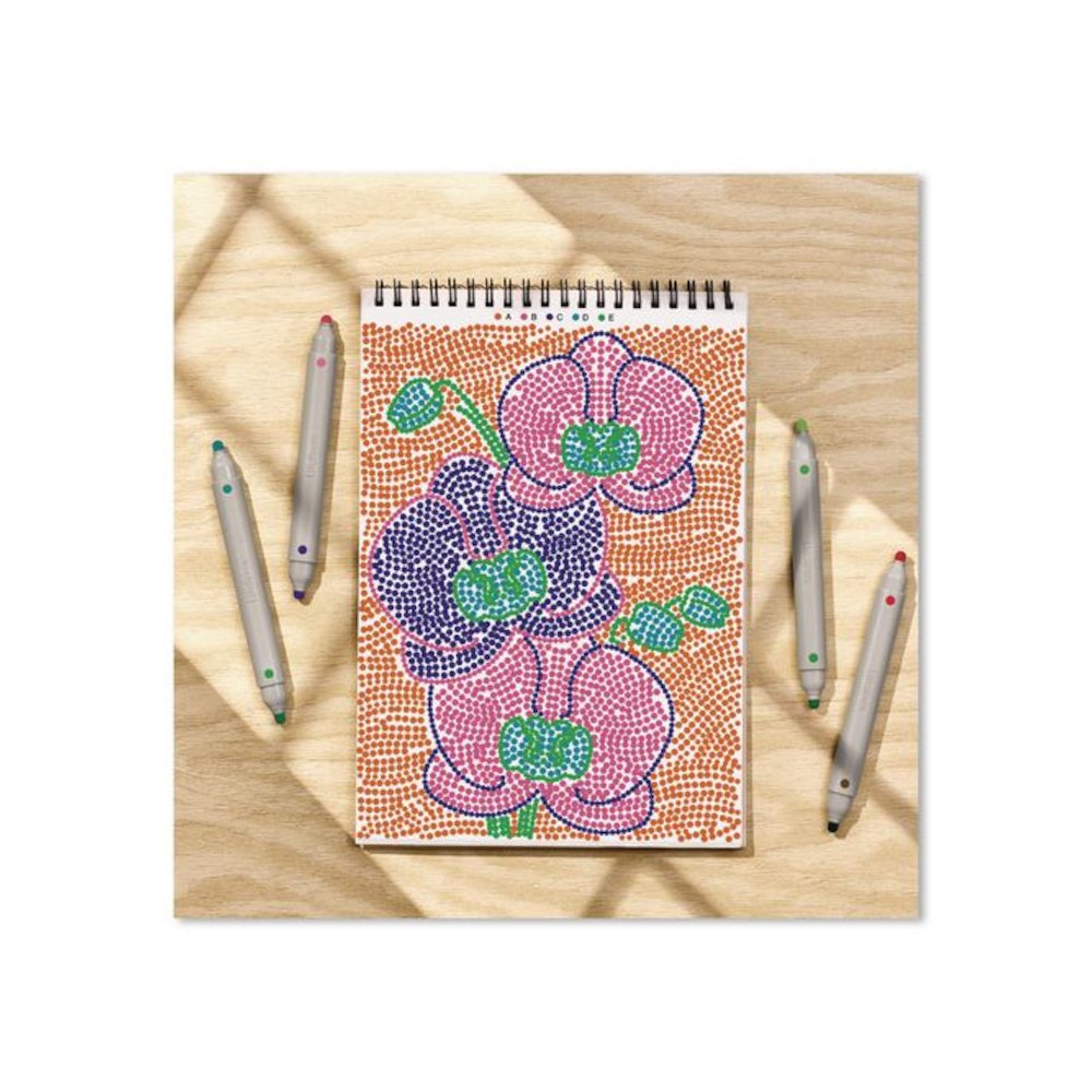 FlowArt Dot-By-Letter Coloring Book, Botanic, with 4 Double-Sided Markers, All Ages, 20 Sheets. Picture 6