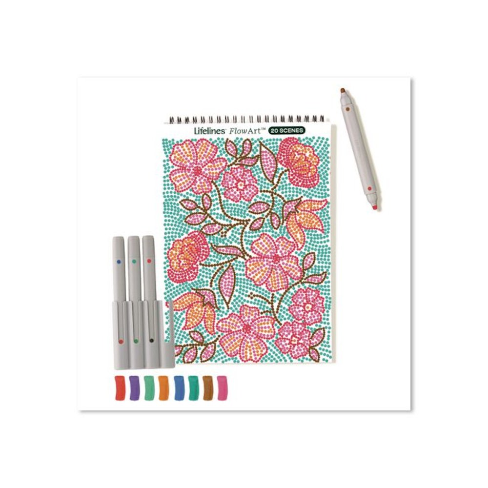 FlowArt Dot-By-Letter Coloring Book, Botanic, with 4 Double-Sided Markers, All Ages, 20 Sheets. Picture 1