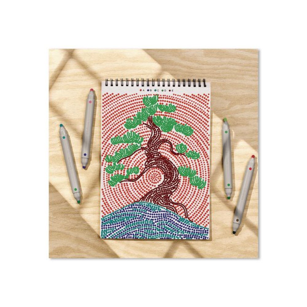 FlowArt Dot-By-Letter Coloring Book, Landscapes, with 4 Double-Sided Markers, All Ages, 20 Pages. Picture 6