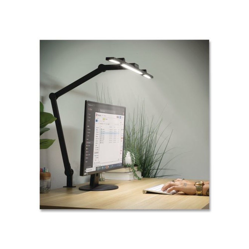 LED Desk Lamp, Articulating Neck, 20.2" High, Matte Black. Picture 2