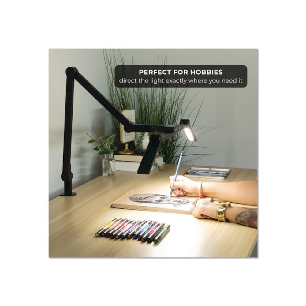 LED Desk Lamp, Articulating Neck, 20.2" High, Matte Black. Picture 6
