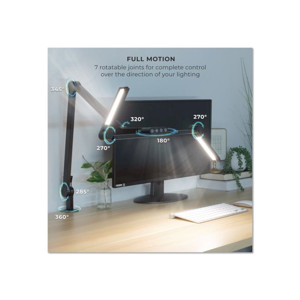 LED Desk Lamp, Articulating Neck, 20.2" High, Matte Black. Picture 8