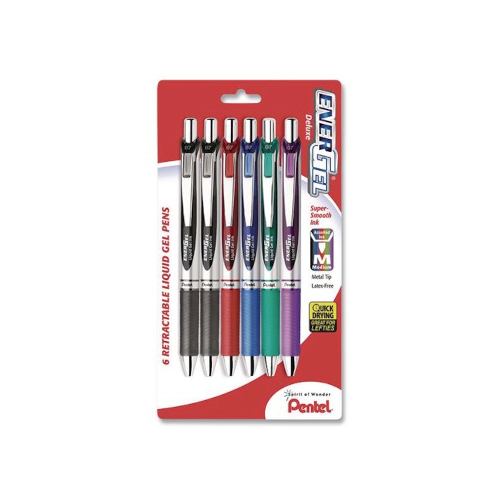 EnerGel RTX Gel Pen, Retractable, Medium 0.7 mm, Assorted Ink, Assorted Barrel, 6/Pack. Picture 1