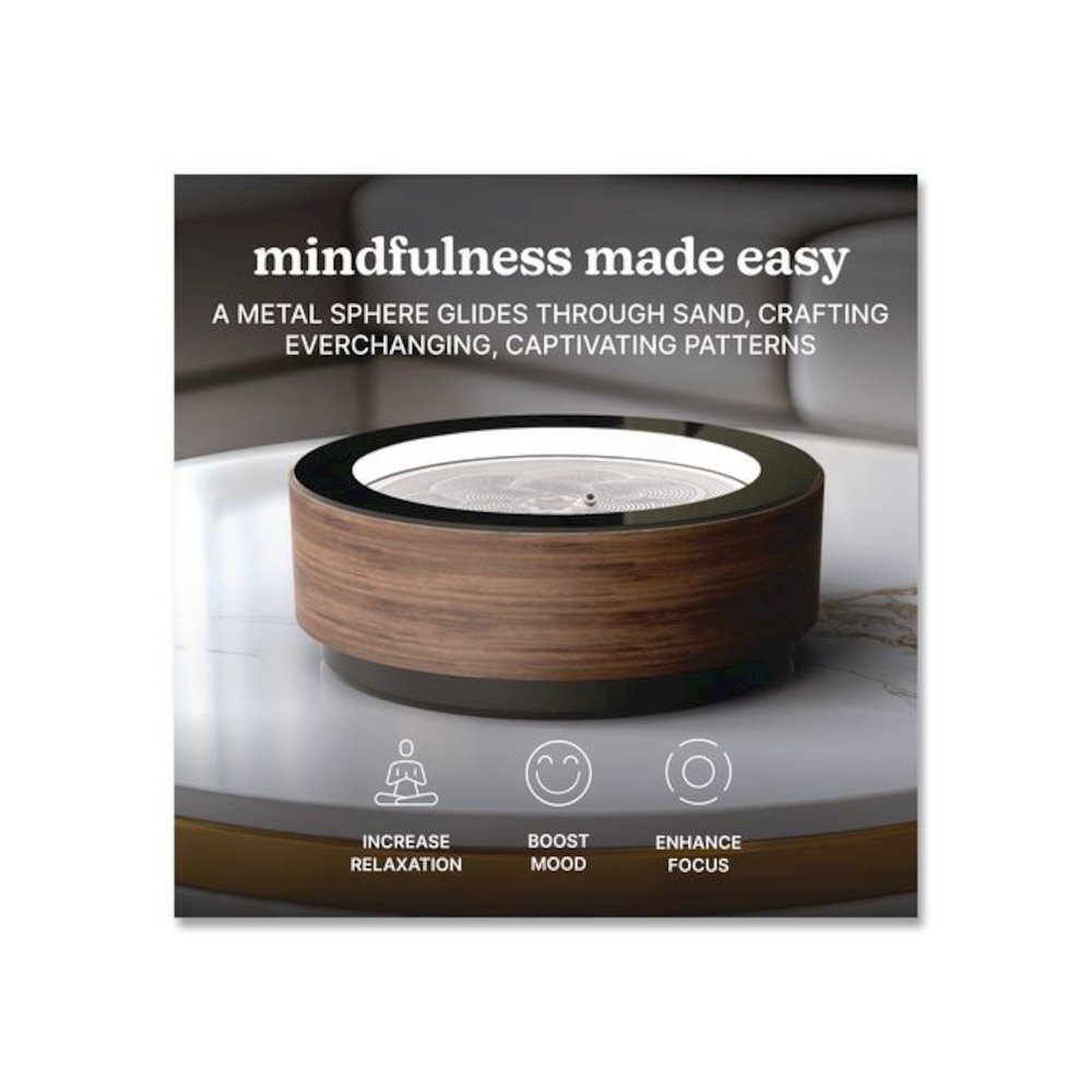 Drift Premium Wood Sand Table, 10" Diameter x 3.42"h, Walnut. Picture 3