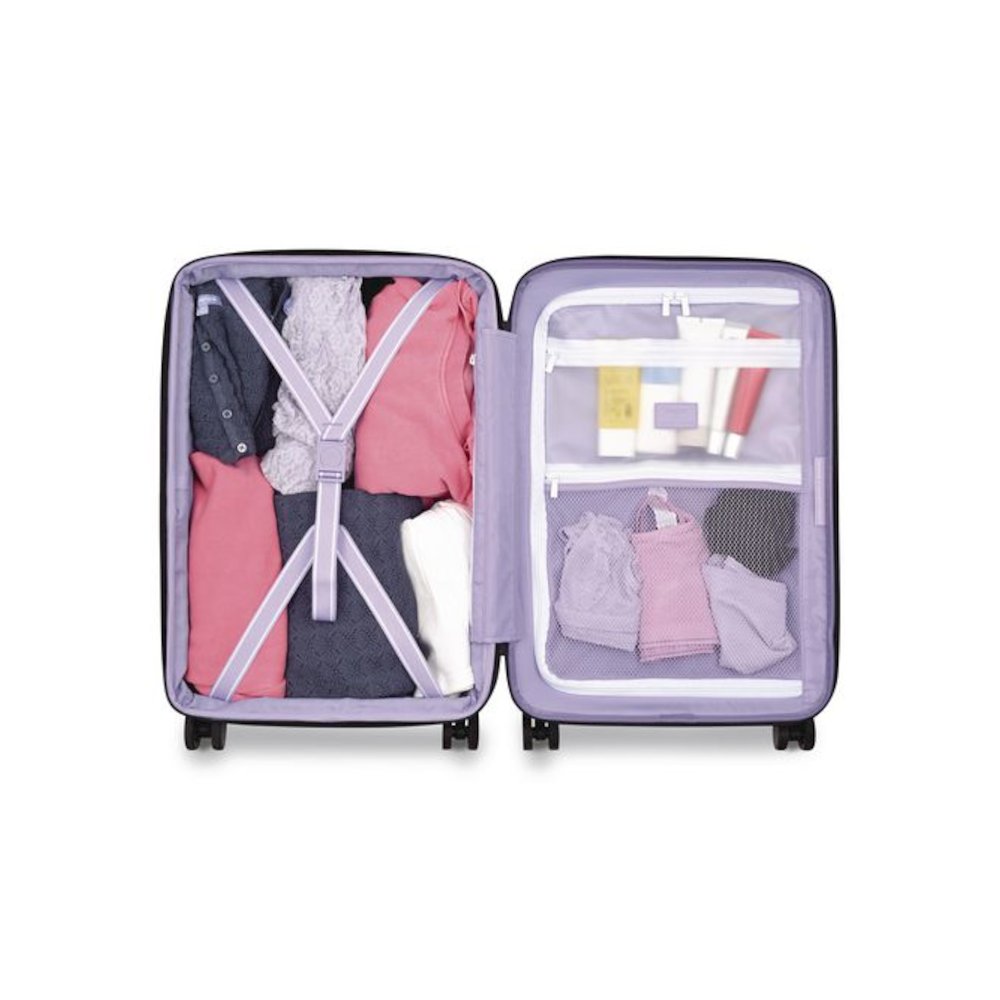 Florence by Mills x DELSEY PARIS Spin Me Away 20" Hardside Carry-On Suitcase, 14.75 x 9.75 x 22.75, Lavender. Picture 3