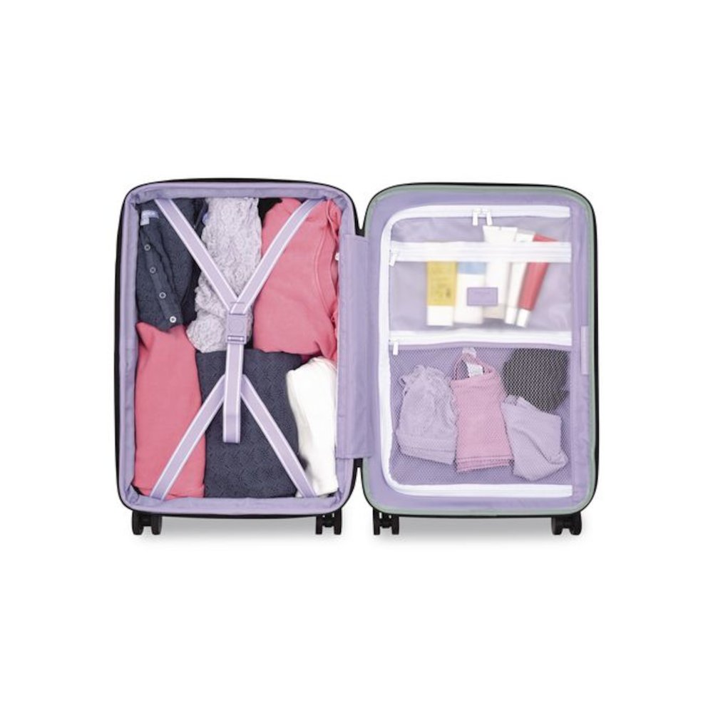 Florence by Mills x DELSEY PARIS Spin Me Away 20" Hardside Carry-On Suitcase, 14.75 x 9.75 x 22.75, Sage Green. Picture 3