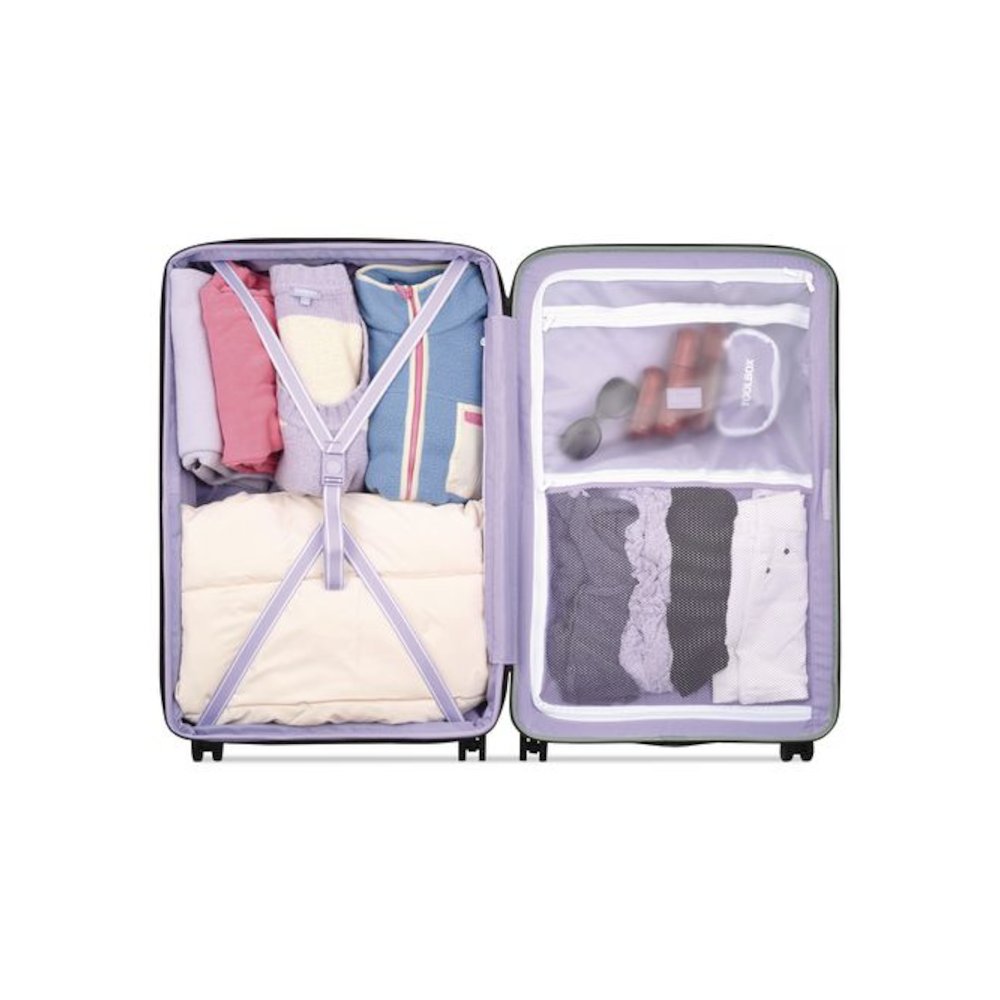 Florence by Mills x DELSEY PARIS Spin Me Away 29" Hardside Suitcase, 19.5 x 12.5 x 31.25, Sage Green. Picture 3