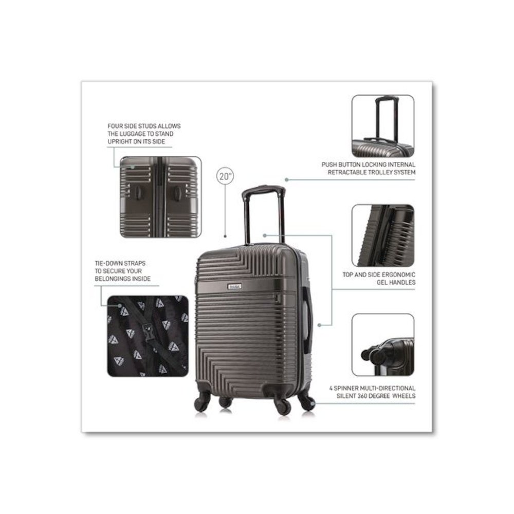 Resilience 20" Hardside Carry-On Suitcase, 14.96 x 8.66 x 21.65, Charcoal. Picture 3