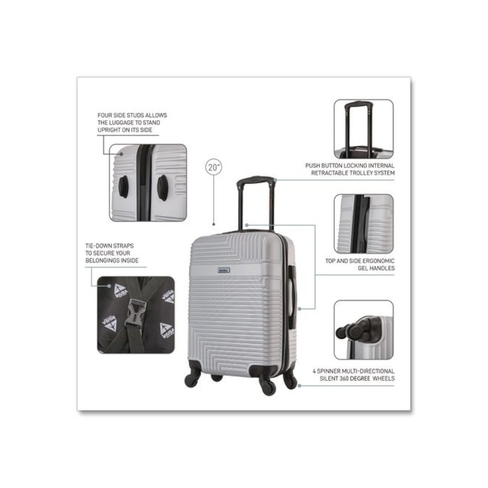 Resilience 20" Hardside Carry-On Suitcase, 14.96 x 8.66 x 21.65, Silver. Picture 3