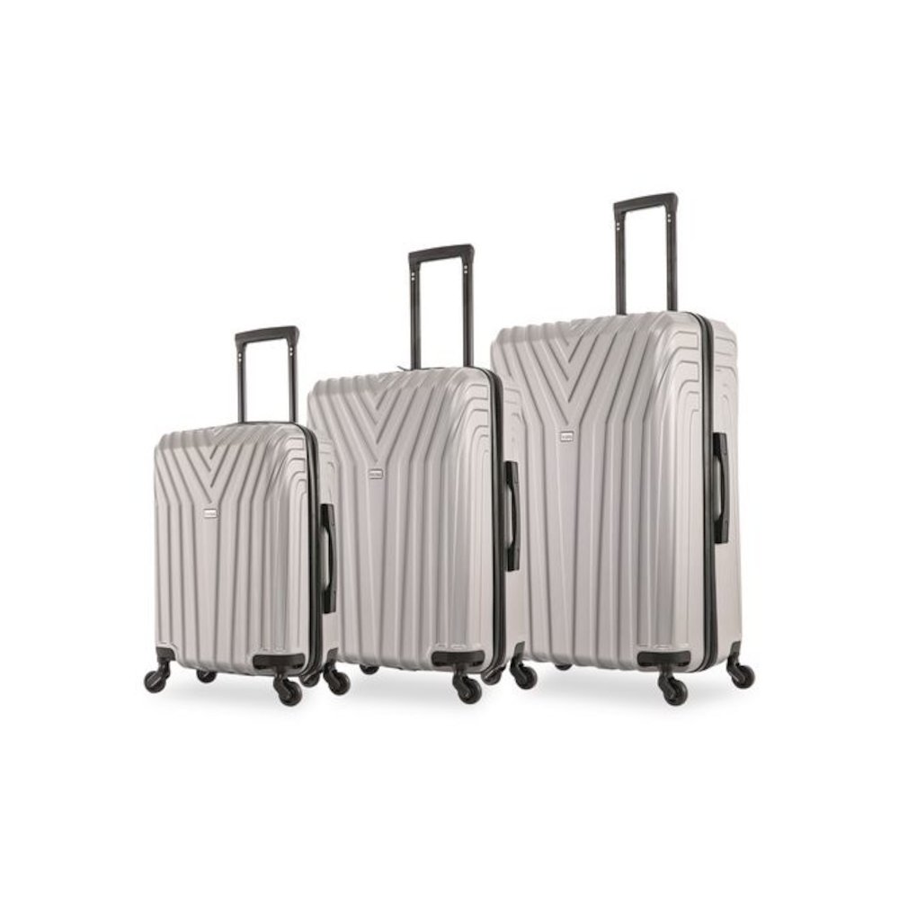 Vasty Three-Piece Hardside Spinner Luggage Set, Gray. Picture 3