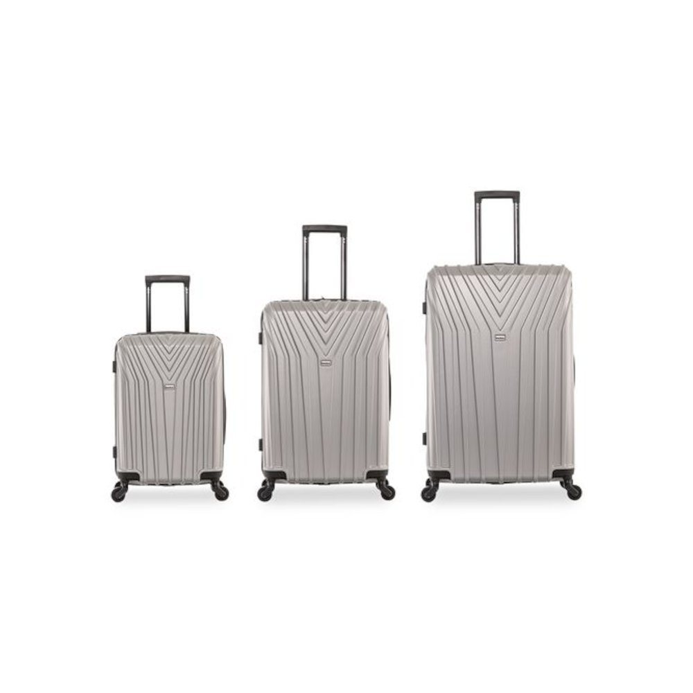 Vasty Three-Piece Hardside Spinner Luggage Set, Gray. Picture 4