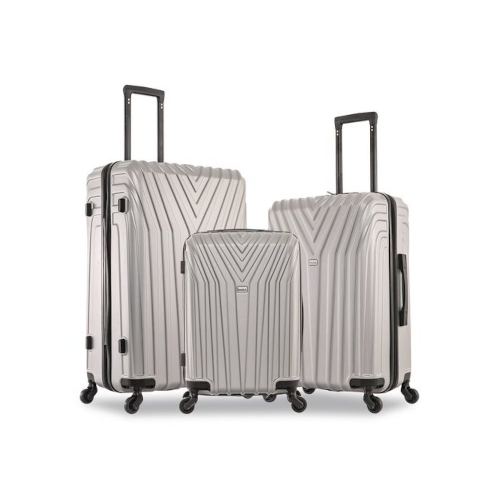 Vasty Three-Piece Hardside Spinner Luggage Set, Gray. Picture 1