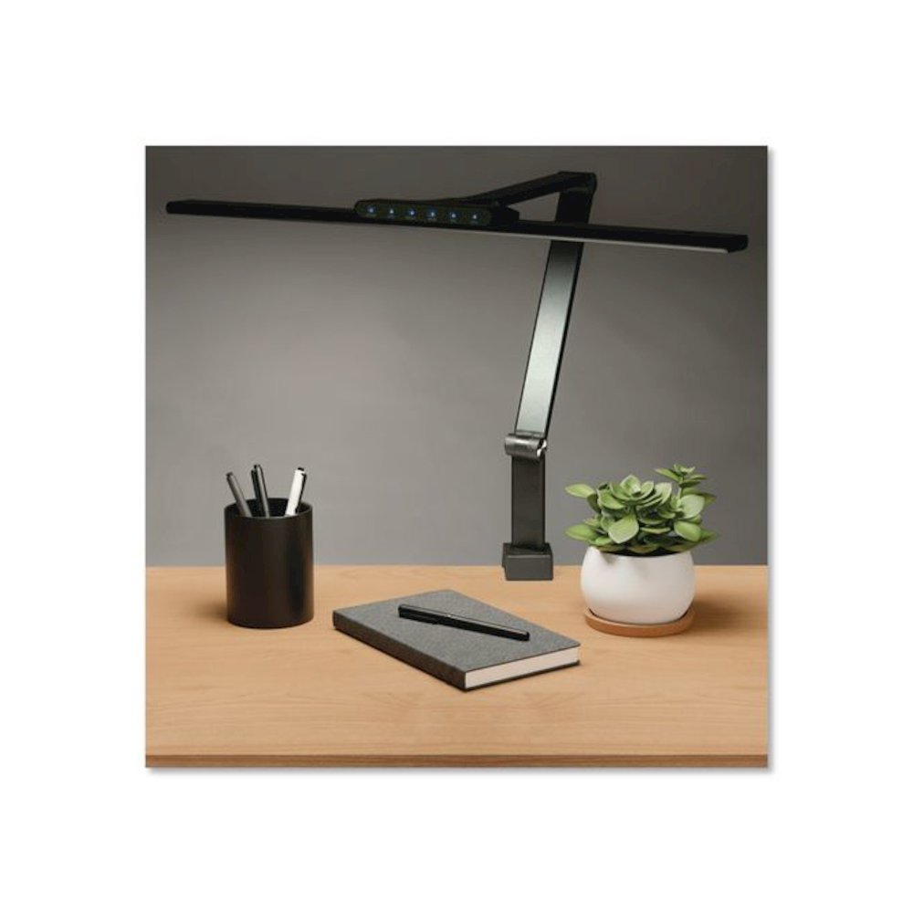 Wellness Series LED Desk Lamp, Articulating Neck, 17.5" High, Black. Picture 6