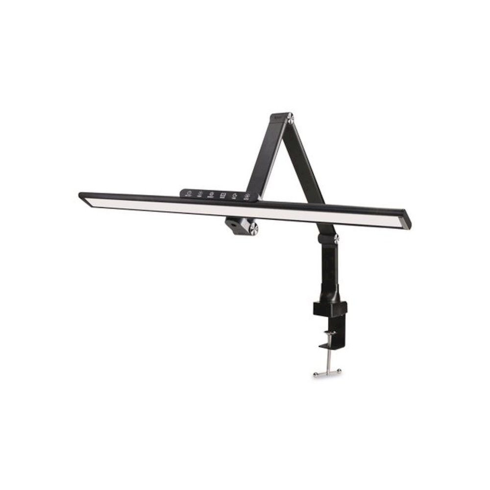 Wellness Series LED Desk Lamp, Articulating Neck, 17.5" High, Black. Picture 1