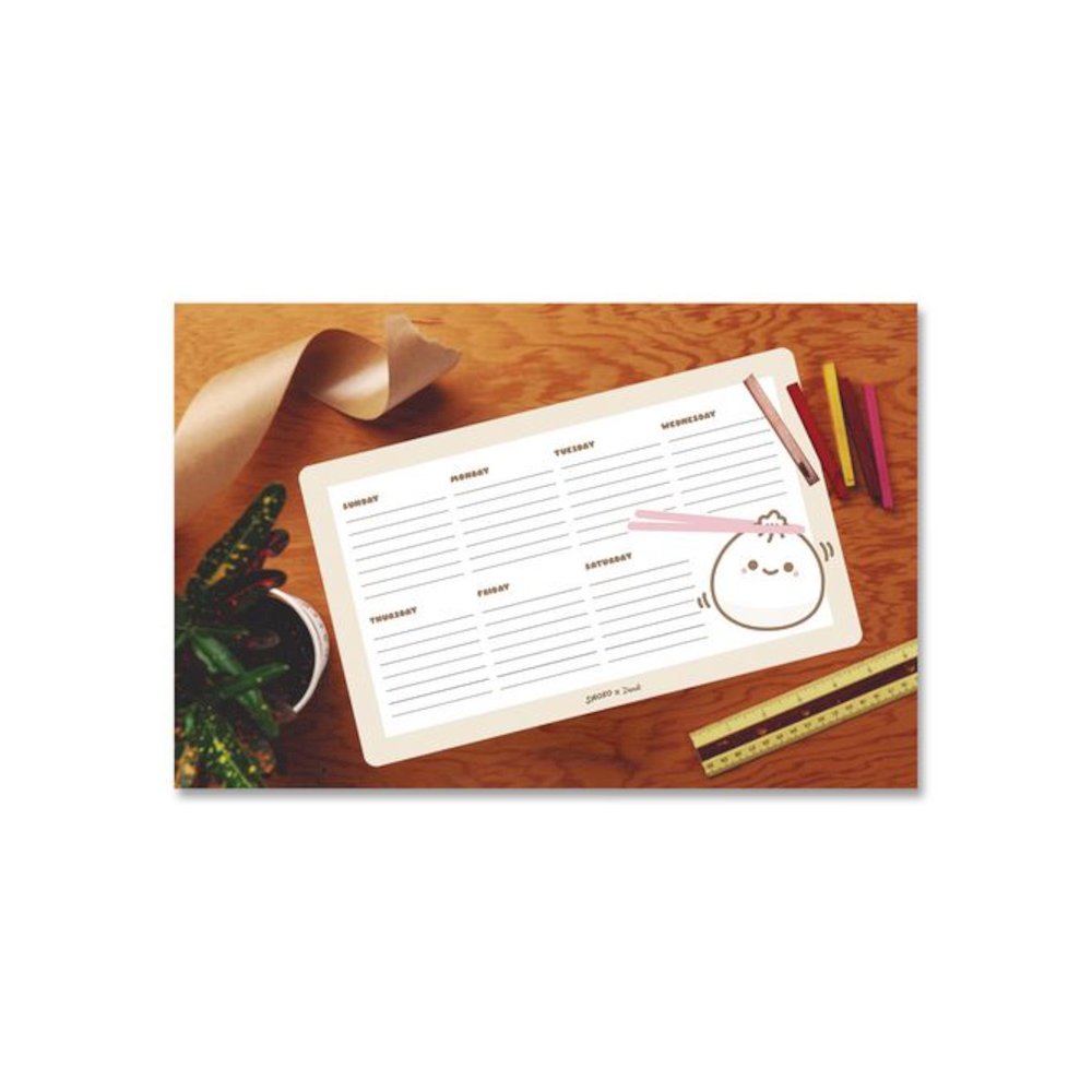 Lil B Dumpling Notepad Calendar, 10 x 6, (52) White Sheets with Dumpling Graphic, Undated. Picture 3