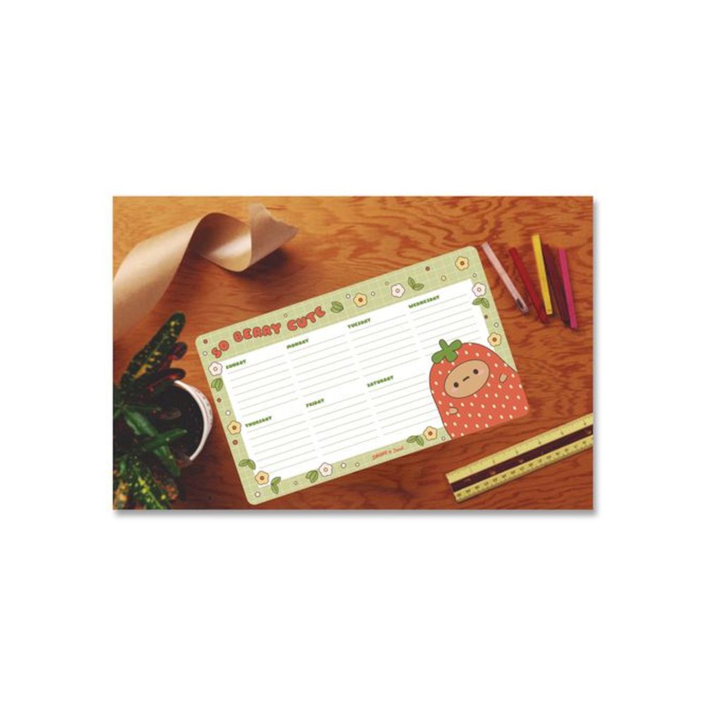 Strawberry Dumpling Notepad Calendar, 10 x 6, (52) White Sheets with Strawberry Dumpling Graphic, Undated. Picture 3
