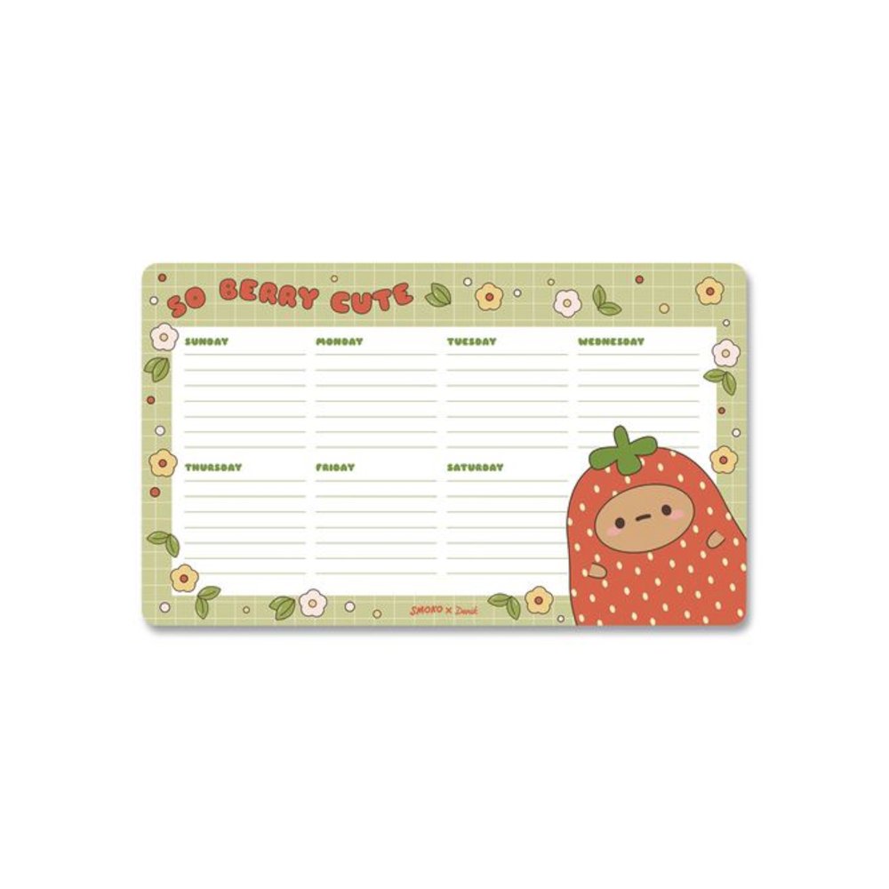 Strawberry Dumpling Notepad Calendar, 10 x 6, (52) White Sheets with Strawberry Dumpling Graphic, Undated. Picture 1
