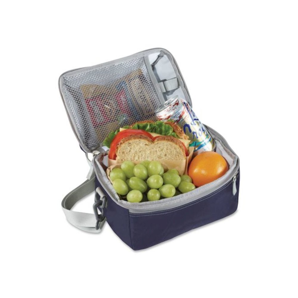 Flip-Top Insulated Lunch Box, 9 x 5 x 7, Navy. Picture 3