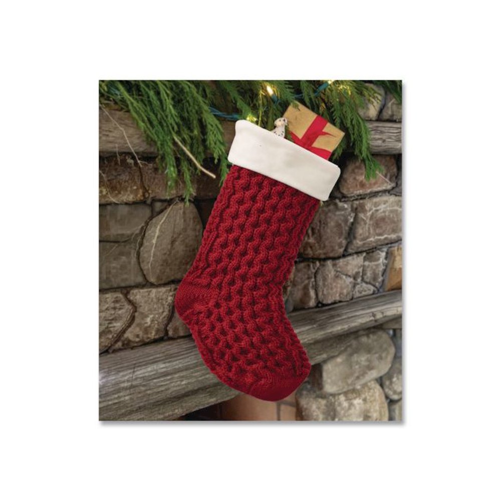 Fisherman's Knit Christmas Stocking, 7.5 x 24, Red. Picture 2