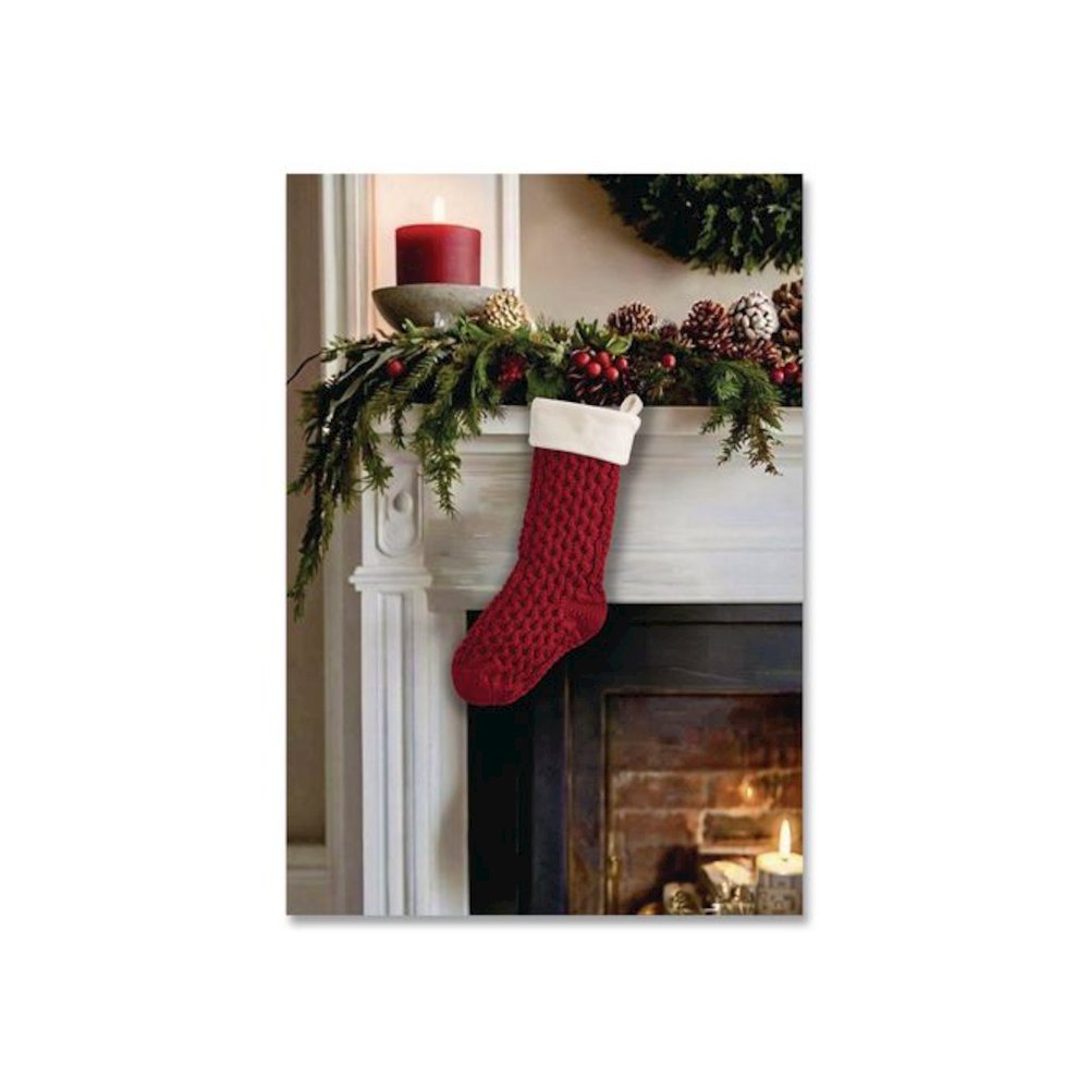 Fisherman's Knit Christmas Stocking, 7.5 x 24, Red. Picture 4