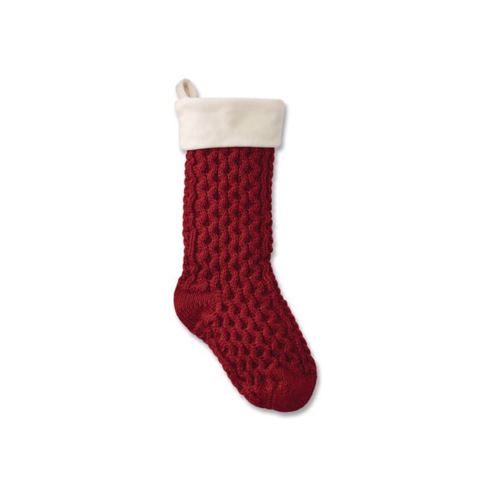 Fisherman's Knit Christmas Stocking, 7.5 x 24, Red. Picture 1