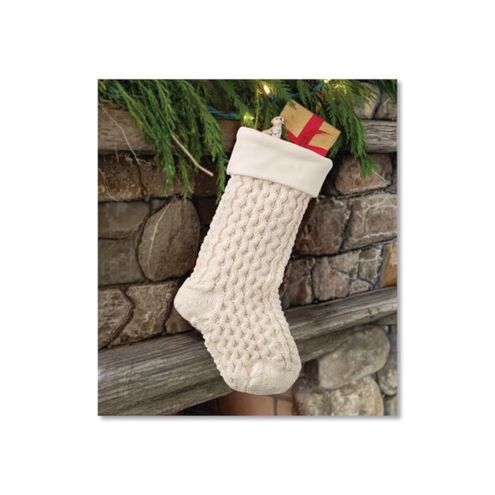 Fisherman's Knit Christmas Stocking, 7.5 x 24, Cream. Picture 3