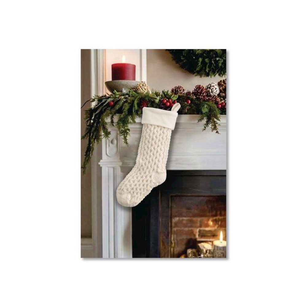 Fisherman's Knit Christmas Stocking, 7.5 x 24, Cream. Picture 4